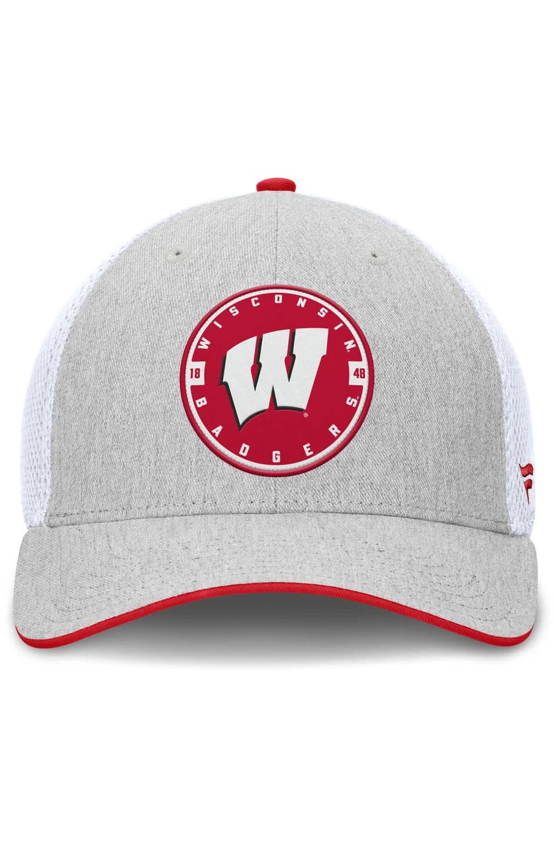 FANATICS Men's Fanatics  Heather Gray Wisconsin Badgers Trigger Flex Hat, Alternate, color, 