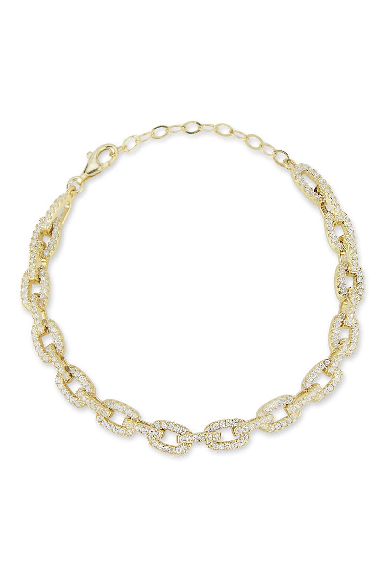 Pavé Cubic Zirconia Chain Bracelet, Main, color, GOLD
