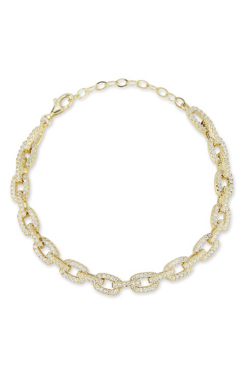Pavé Cubic Zirconia Chain Bracelet