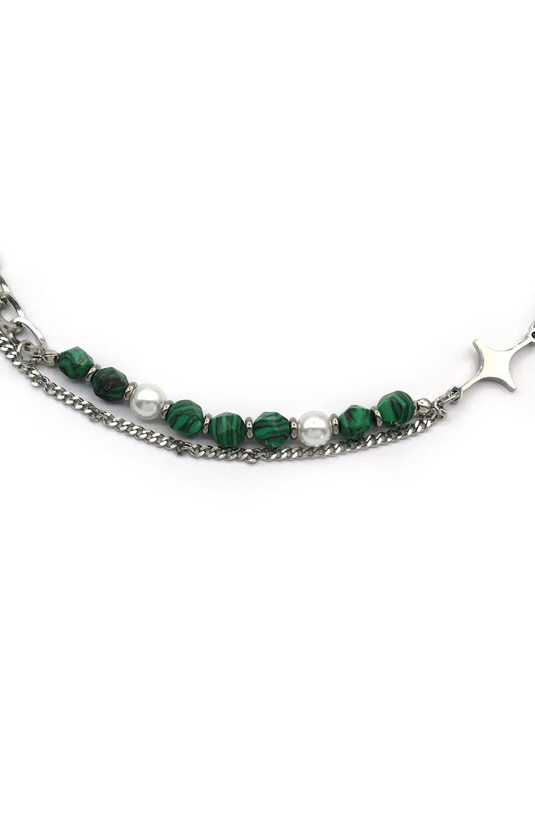REBL Beaded Layered Necklace, Alternate, color, Silver