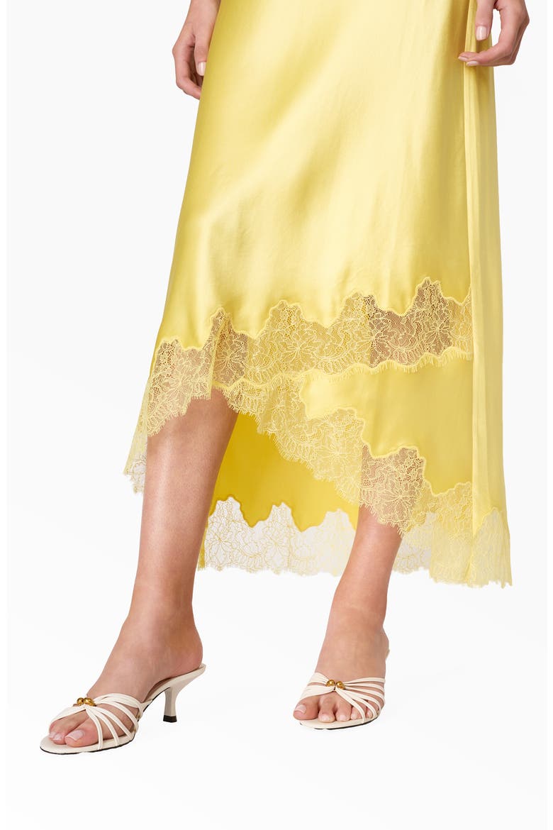 Alexandria Strapless Lace Hem Midi Dress, Alternate, color, CUSTARD