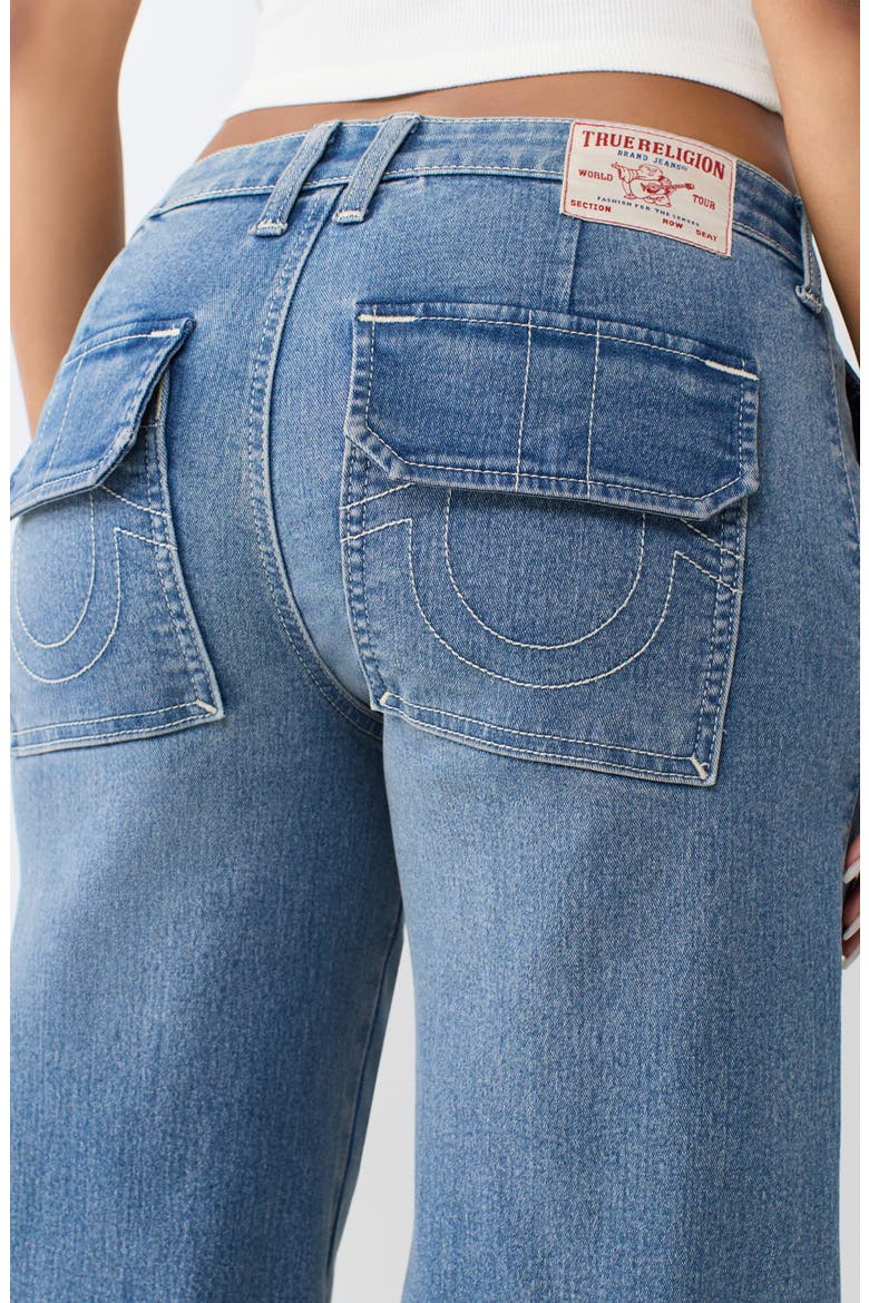 Super T Seamed Cargo Baggy Wide Leg Jeans, Alternate, color, MEDIUM BLUE QUARTZ WASH