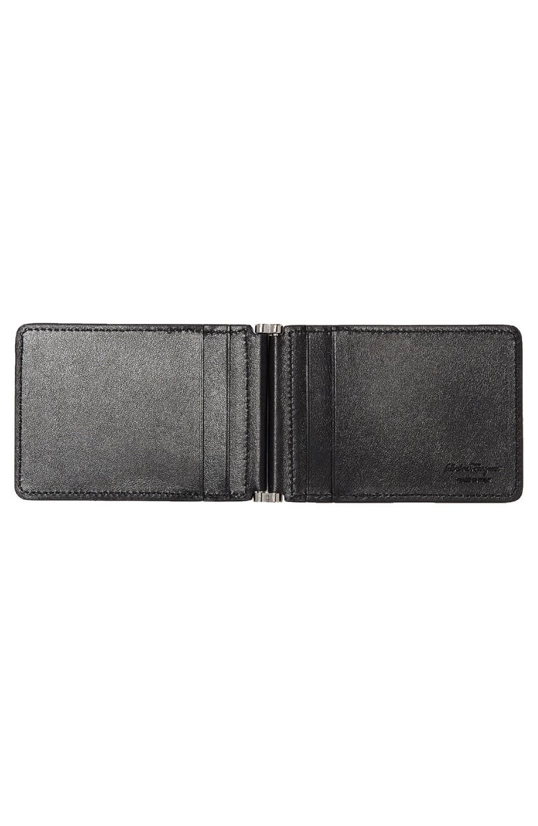 FERRAGAMO Salvatore Ferragamo Mini Gancini Leather Folding Card Case, Alternate, color, Nero/ Nero