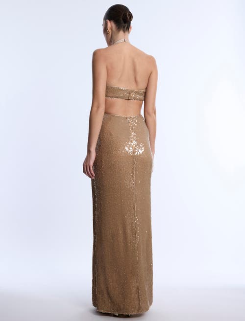 Bcbg Sequin Cut Out Halter Gown