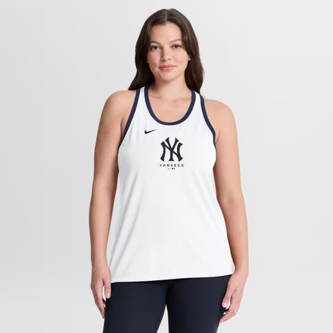 Women's Nike White New York Yankees Tri-Blend Dri-FIT Racerback Tank Top