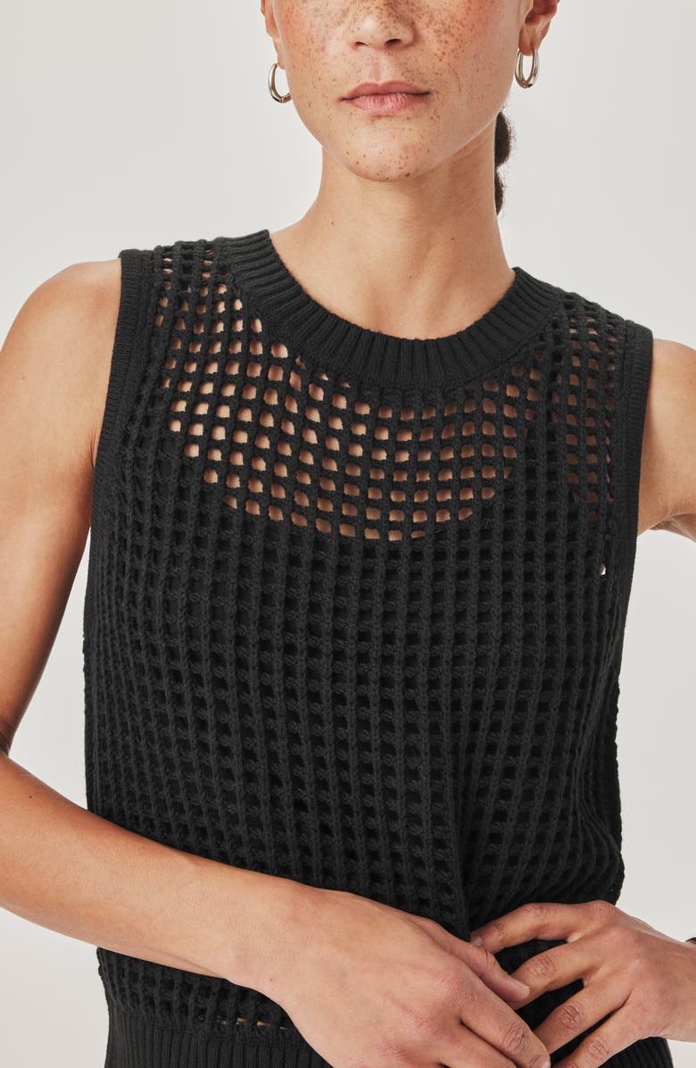 Splendid Camellia Open Knit Sleeveless Sweater, Alternate, color, Black