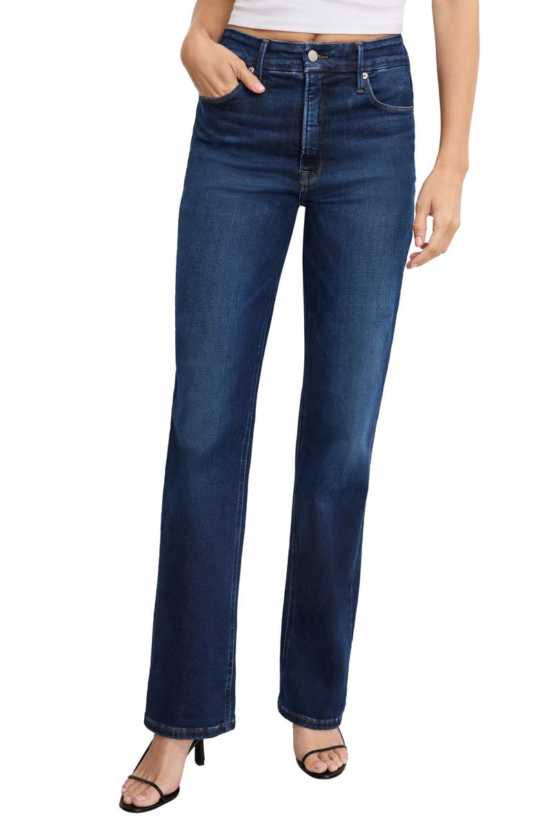 Good American Soft-Tech Straight Leg Jeans, Main, color, Indigo572
