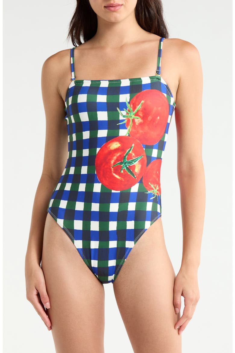 Tavy Gingham Convertible One-Piece Swimsuit, Alternate, color, BLUE/ GREEN