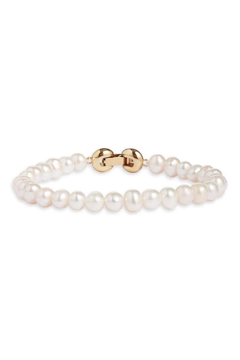 Noa Beaded Freshwater Pearl Bracelet, Main, color, GOLD/PEARL