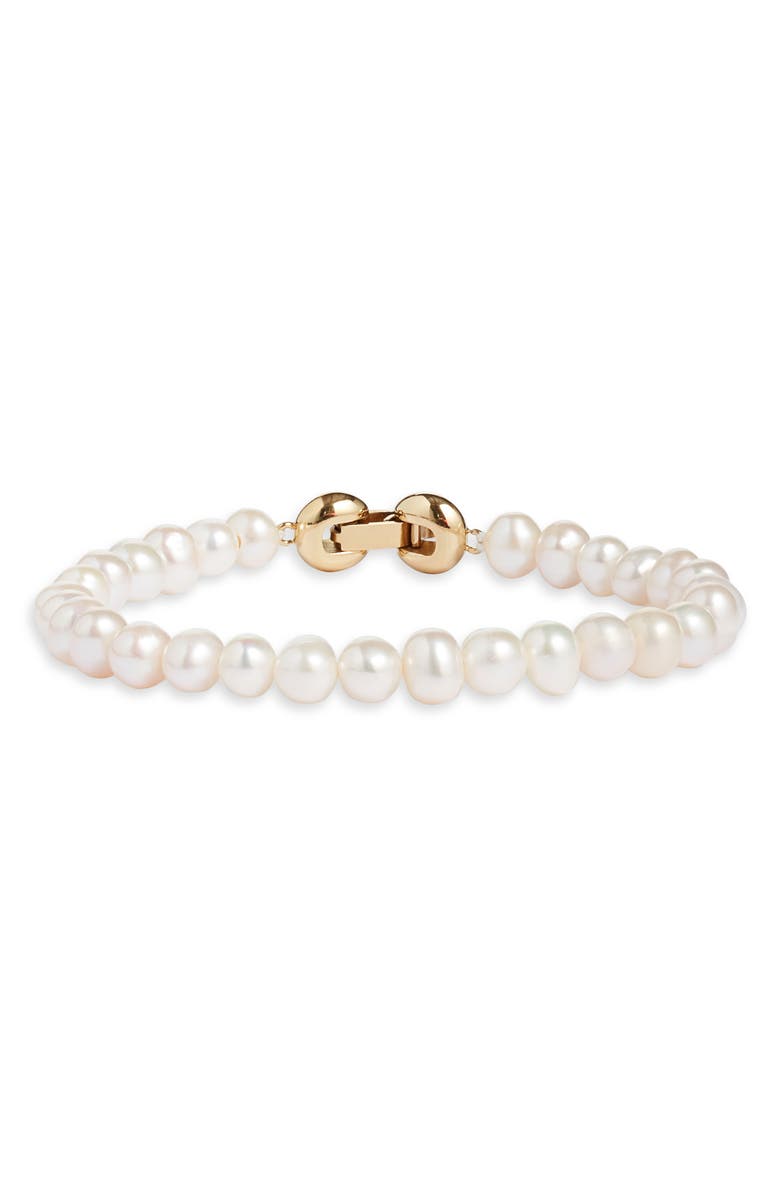 Jenny Bird Noa Beaded Freshwater Pearl Bracelet, Main, color, Gold/Pearl
