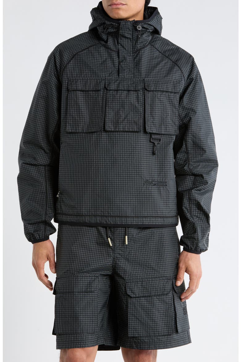 Tahoe Water Repellent Nylon Ripstop Hooded Anorak, Alternate, color, BLACK