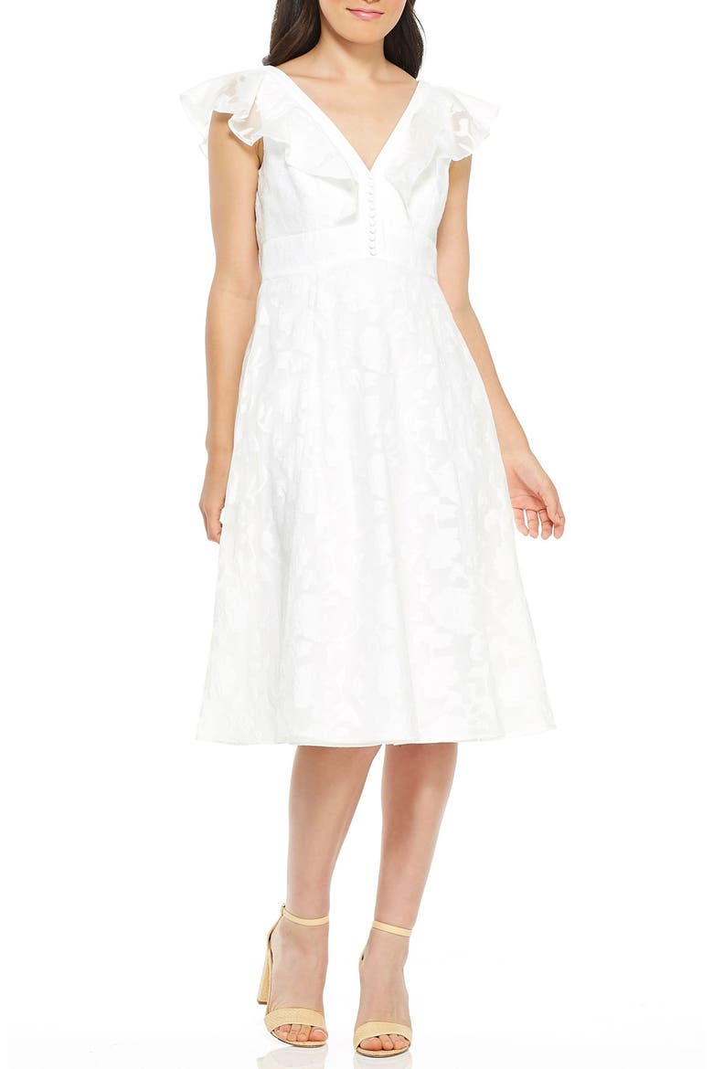 Susie Floral Organza Fit & Flare Dress, Main, color, WHITE