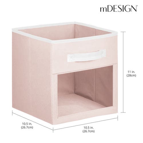 Mdesign Fabric Nursery Storage Cube With Front Window, 8 Pack In Pink