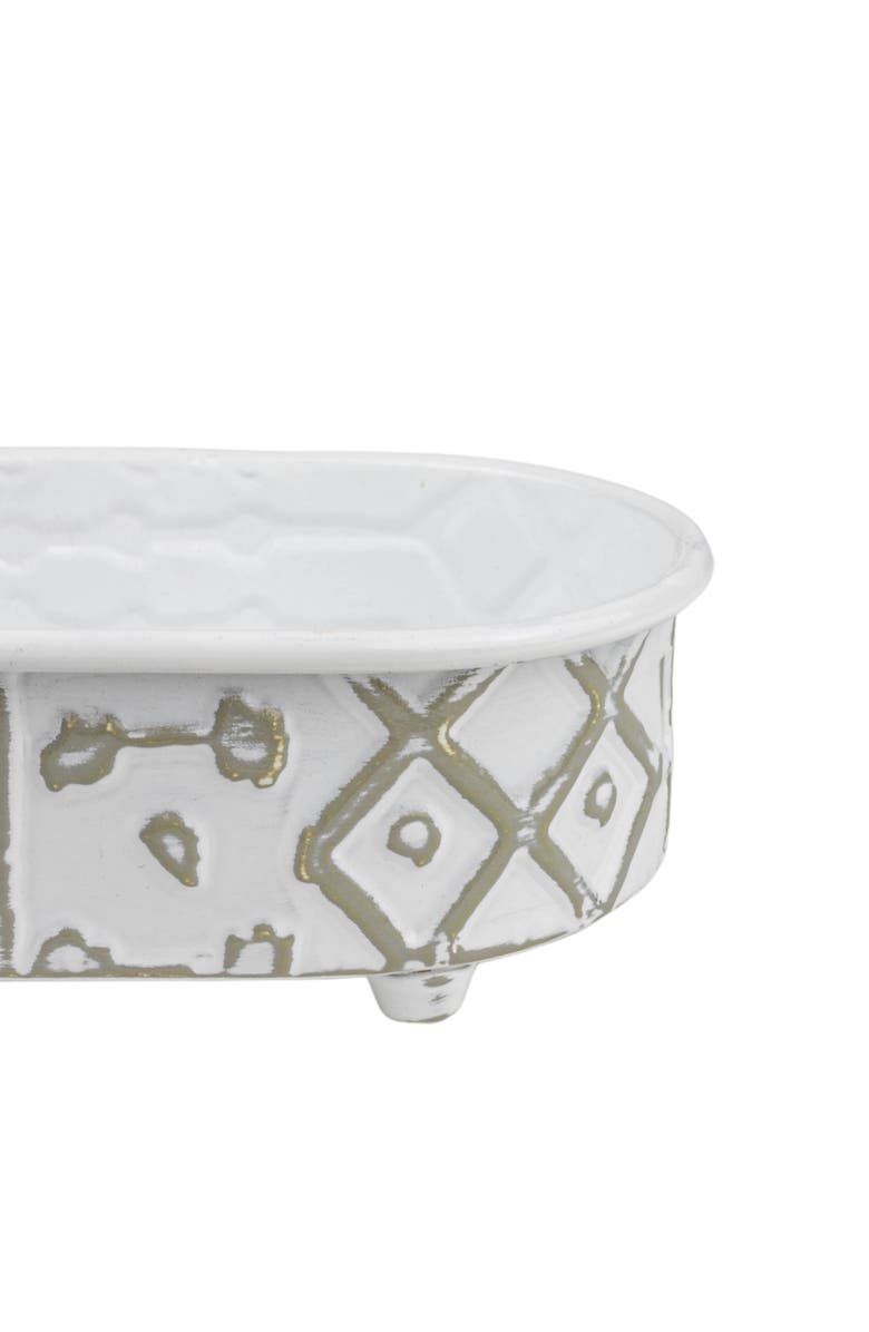 Foreside Home and Garden Multi Pattern Mini Planter Metal, Alternate, color, White