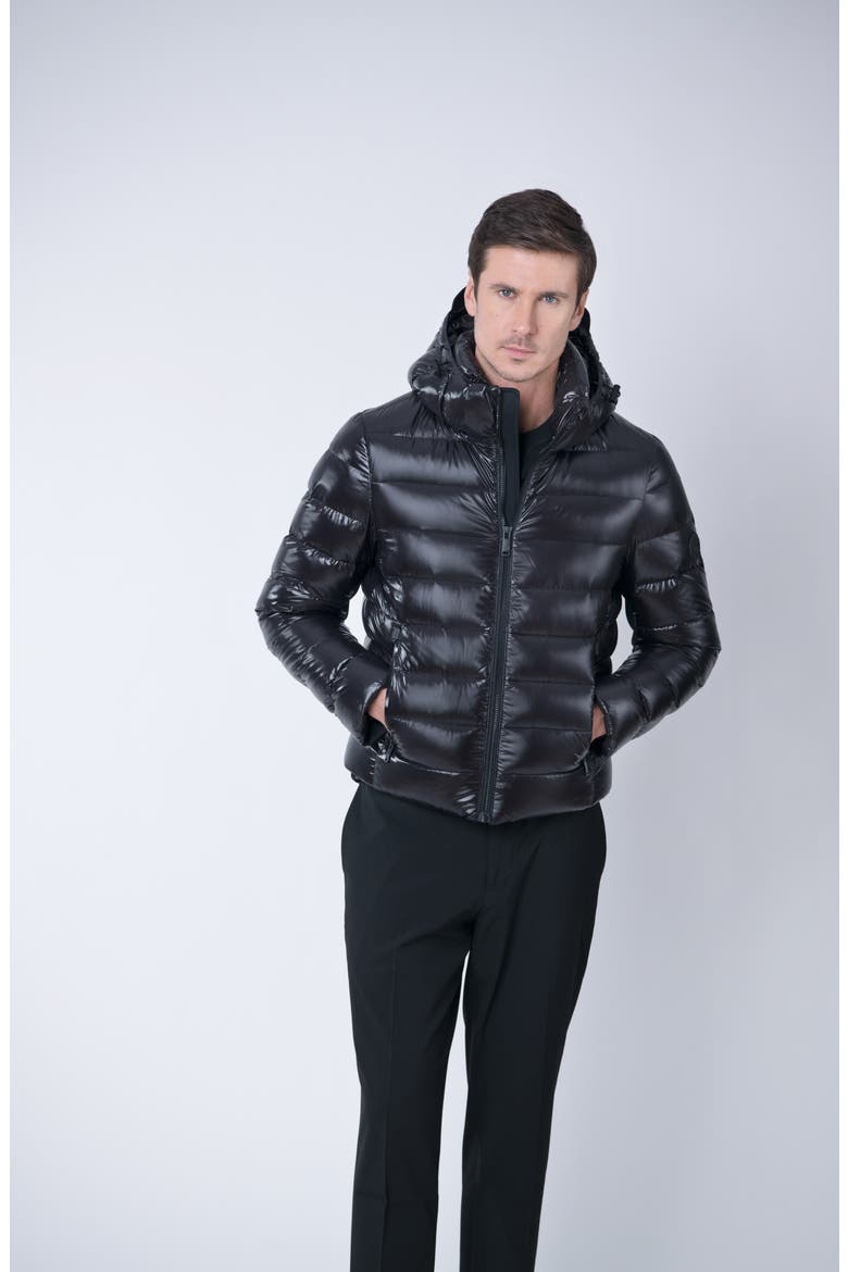 Scutar Windproof & Water Repellent Recycled Down Puffer Jacket, Alternate, color, BLACK