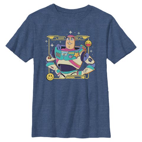 Boy's Toy Story 5 Buzz Smile Emoticon  Graphic T-Shirt