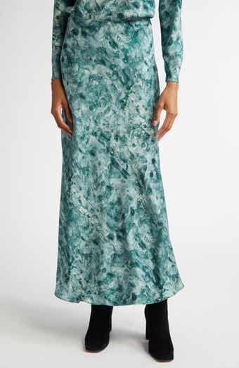 Lafayette 148 New York Impasto Print Bias Cut Textured Stretch Silk Maxi Skirt