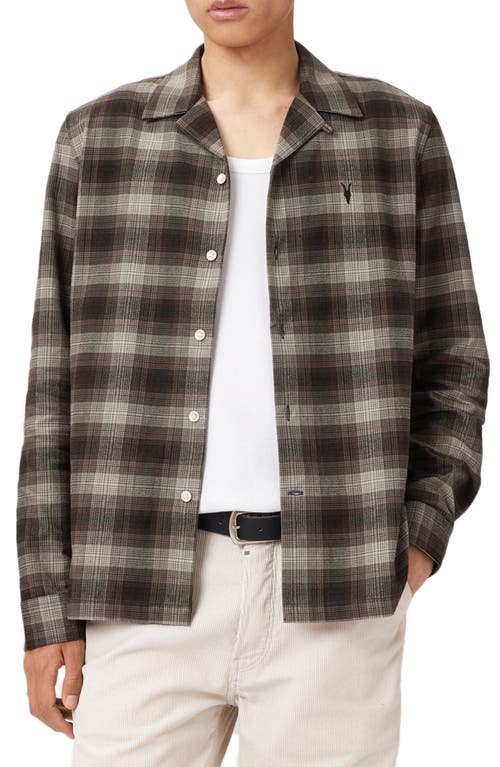 Allsaints Iniko Plaid Cotton Flannel Button-up Shirt In Brown