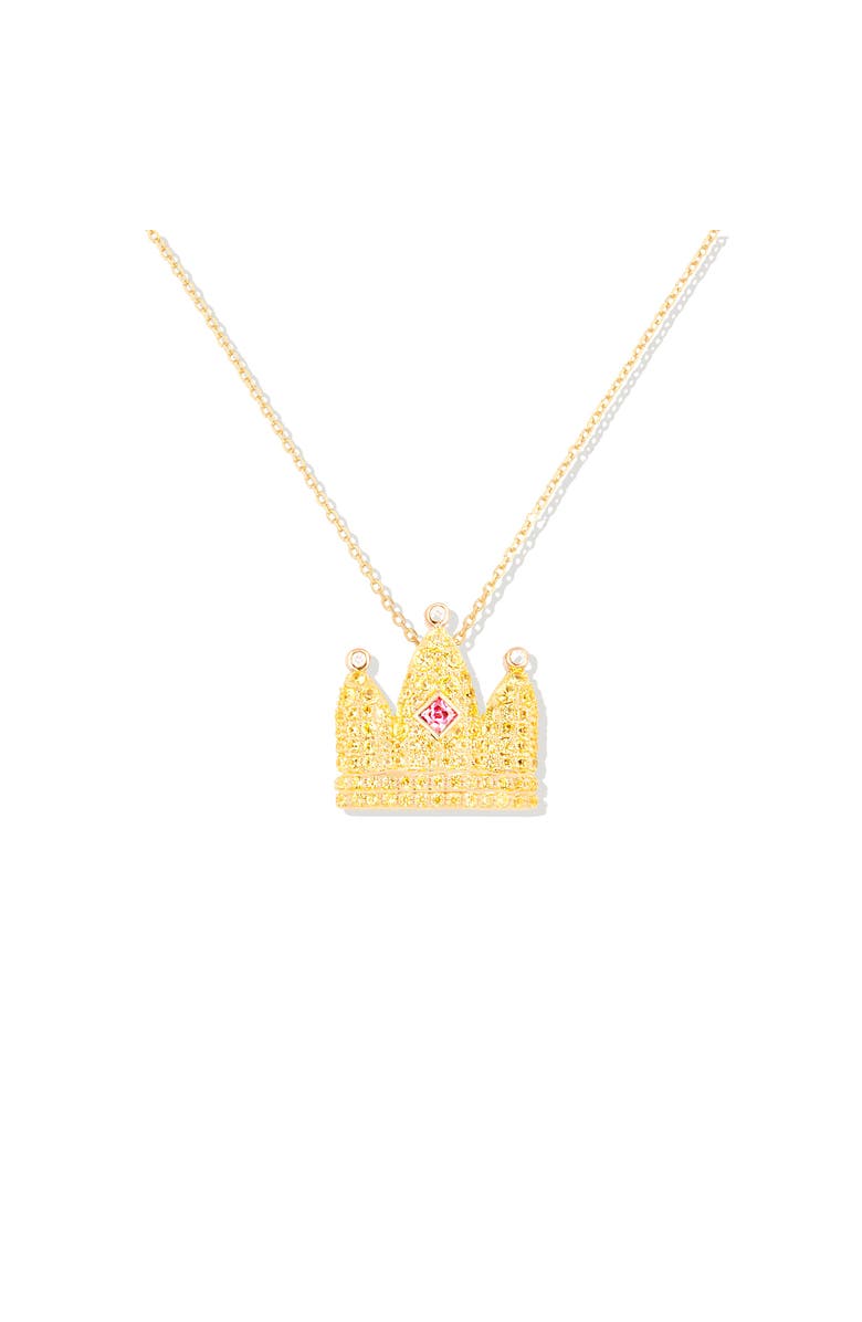 Campbell + Charlotte Juju Crown Charm Necklace, Main, color, Gold