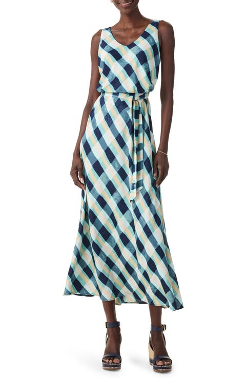 Bianca Plaid Tie Waist Sleeveless Dress