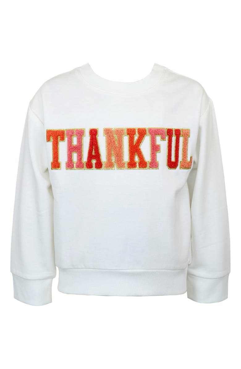 Zunie Kids' Thankful Sweatshirt, Main, color, Ivory