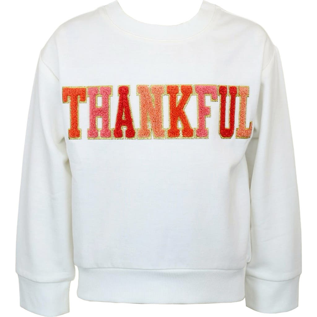 Zunie Kids' Thankful Sweatshirt In White