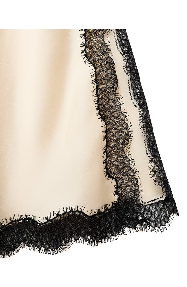 MANGO Selection Lace Trim Satin Slipdress, Alternate, color, Ecru