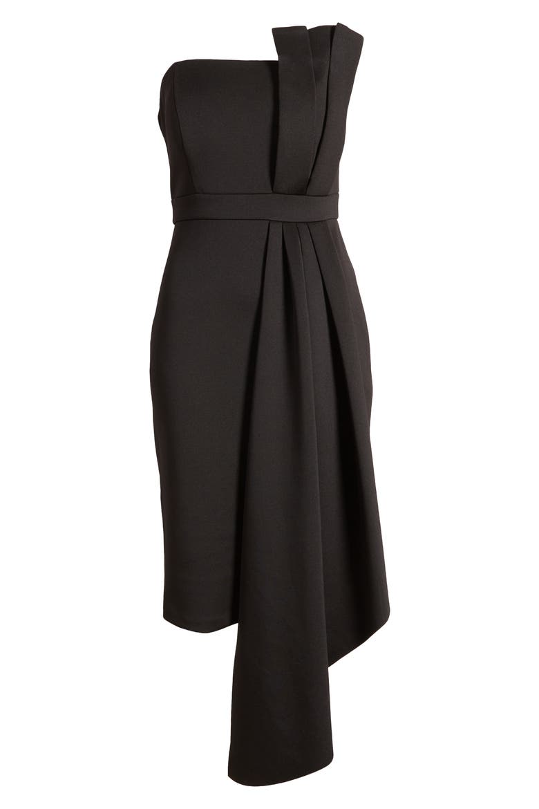 Strapless Scuba Crepe Cocktail Dress, Alternate, color, BLACK