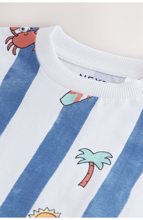 Next Kids' Stripe Beach Print Cotton T-shirt