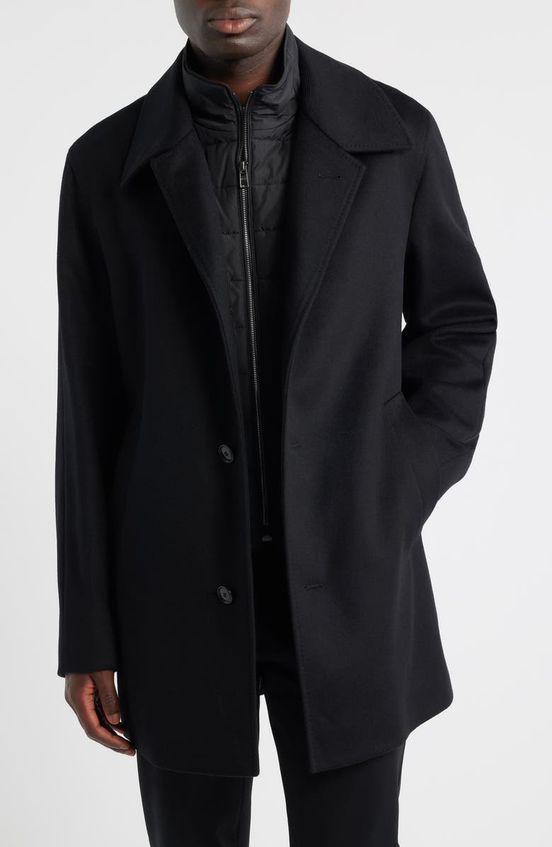 BOSS Clark Wool Blend Bib Jacket, Main, color, Black