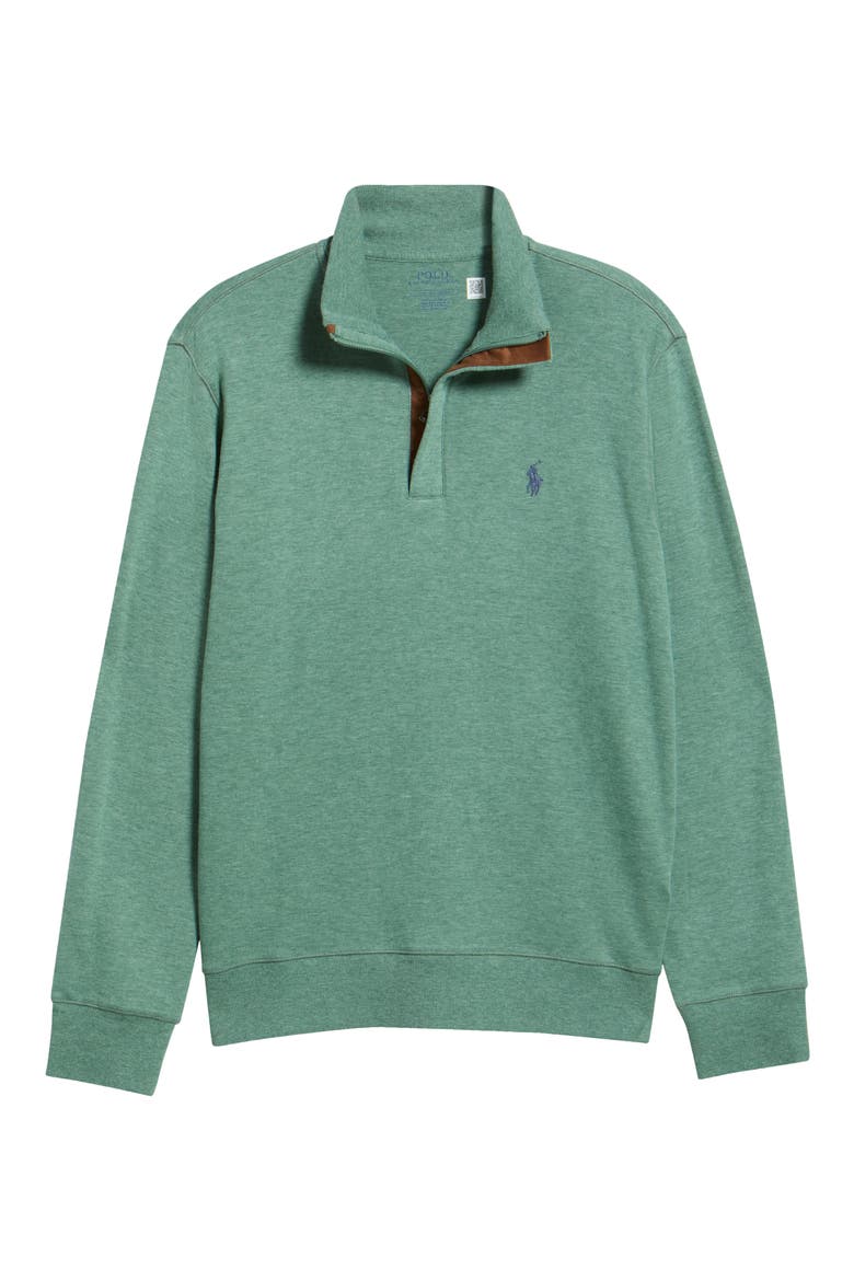 Luxury Cotton Blend Quarter Zip Pullover, Main, color, GREEN