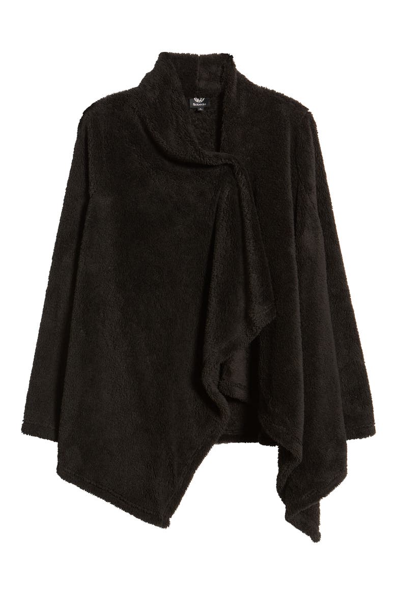 Drape Front Faux Fur Cardigan, Alternate, color, BLACK