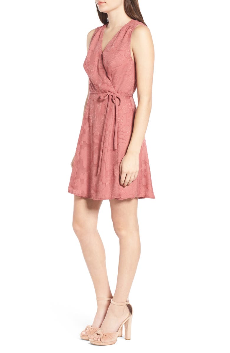WAYF Flocked Wrap Dress, Alternate, color, 