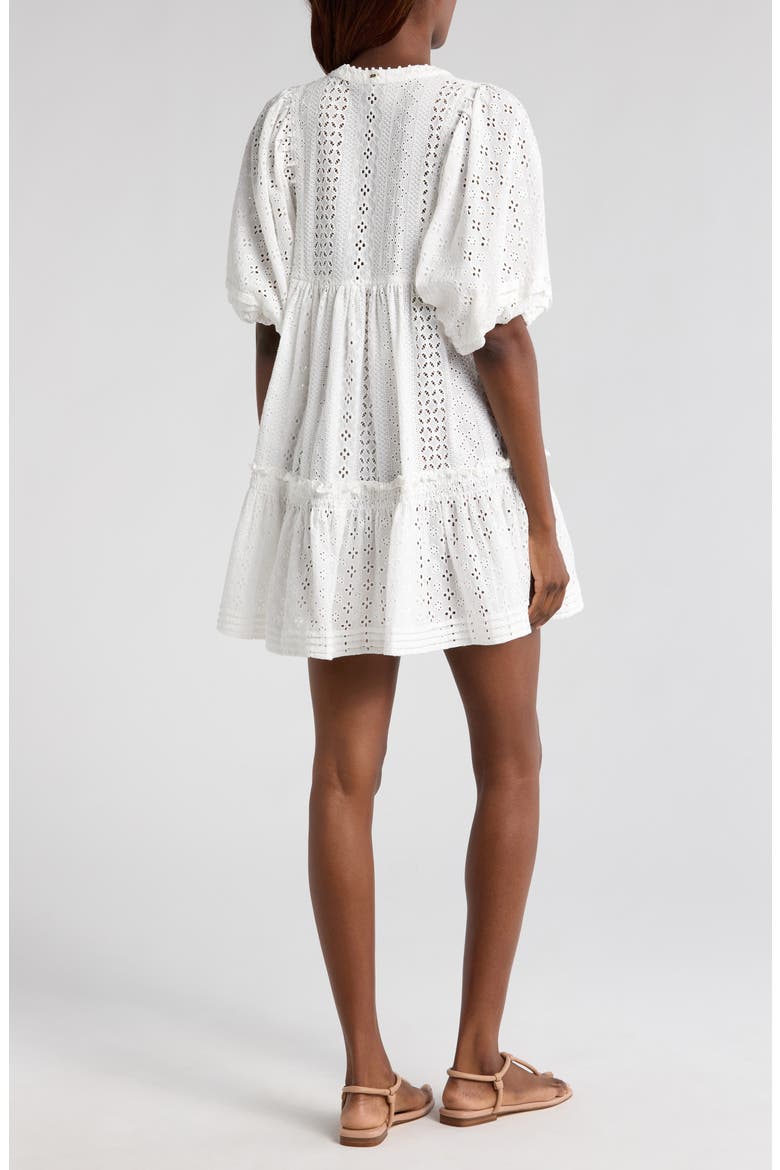 Aria Eyelet Cotton Cover-Up Minidress, Alternate, color, NATURAL WHITE PLAIN