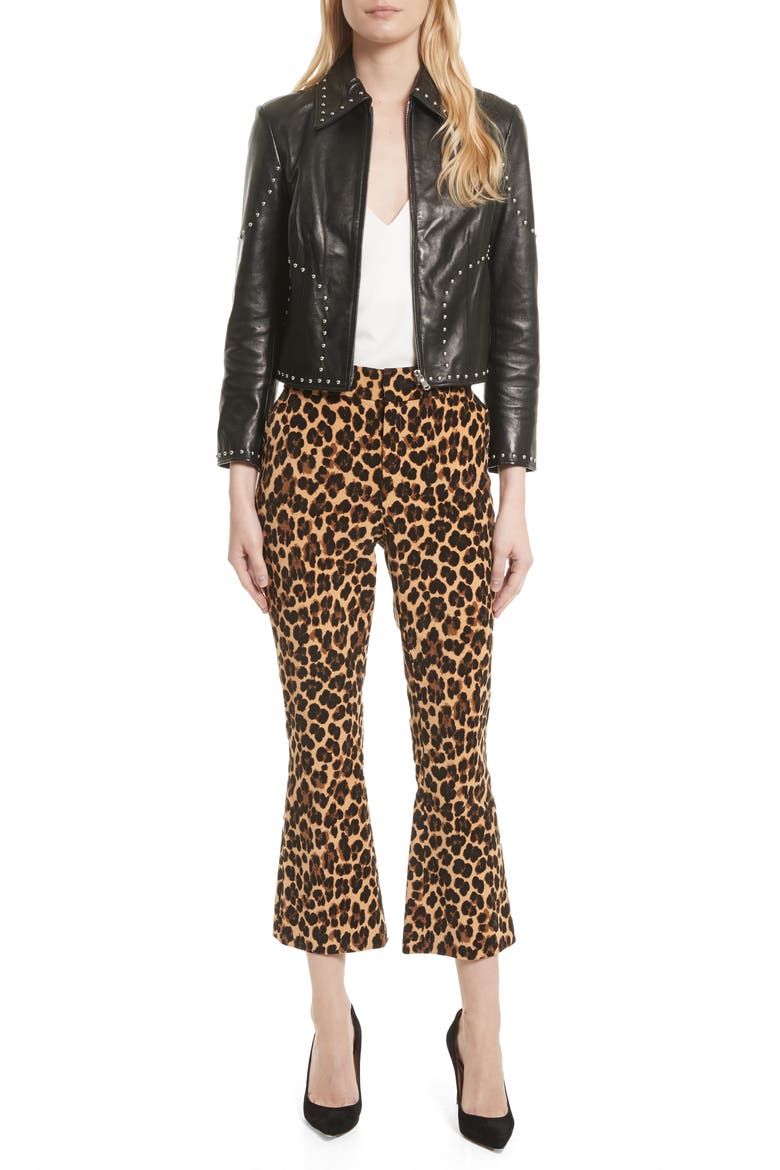Cheetah Print Velvet Crop Flare Pants, Alternate, color, CHEETAH