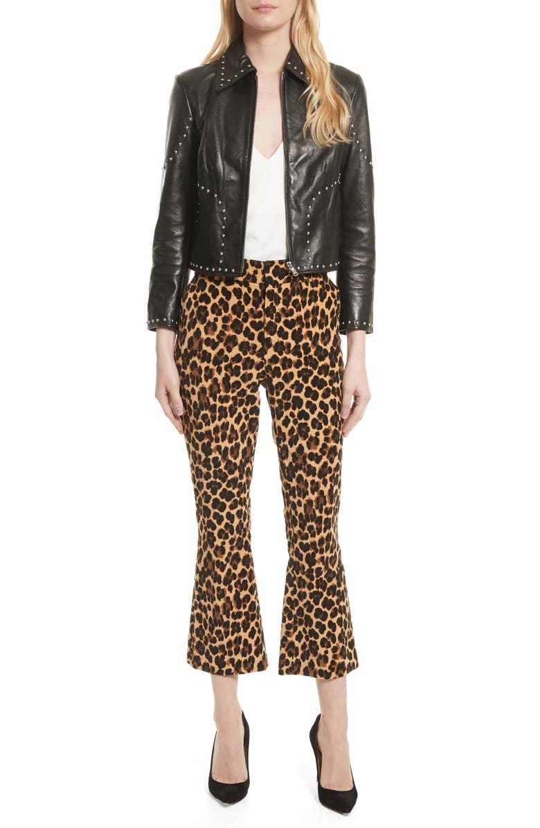 FRAME Cheetah Print Velvet Crop Flare Pants, Alternate, color, 