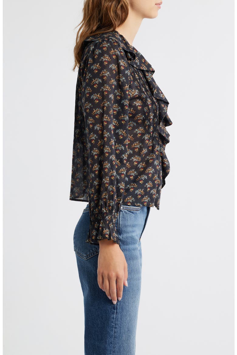 Hardy Ruffle Pintuck Organic Cotton Top, Alternate, color, DELPHINIUM FLORAL