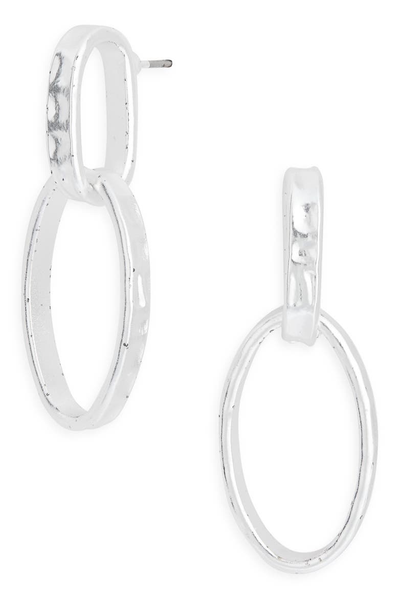 Two-Link Drop Earrings, Main, color, SILVER