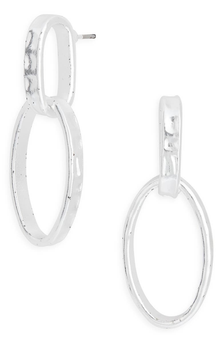 Karine Sultan Two-Link Drop Earrings, Main, color, Silver