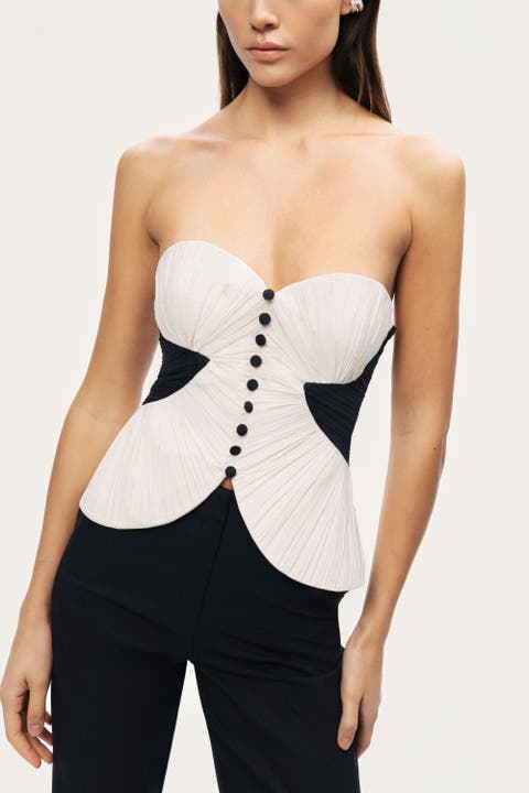 Structured Strapless Contrast Bustier Top