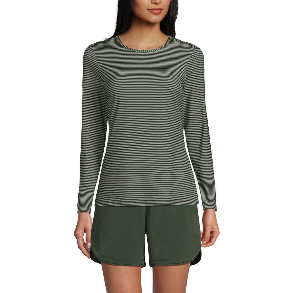 LANDS' END LANDS' END CREW NECK LONG SLEEVE RASH GUARD UPF 50 SUN PROTECTION SWIM TEE
