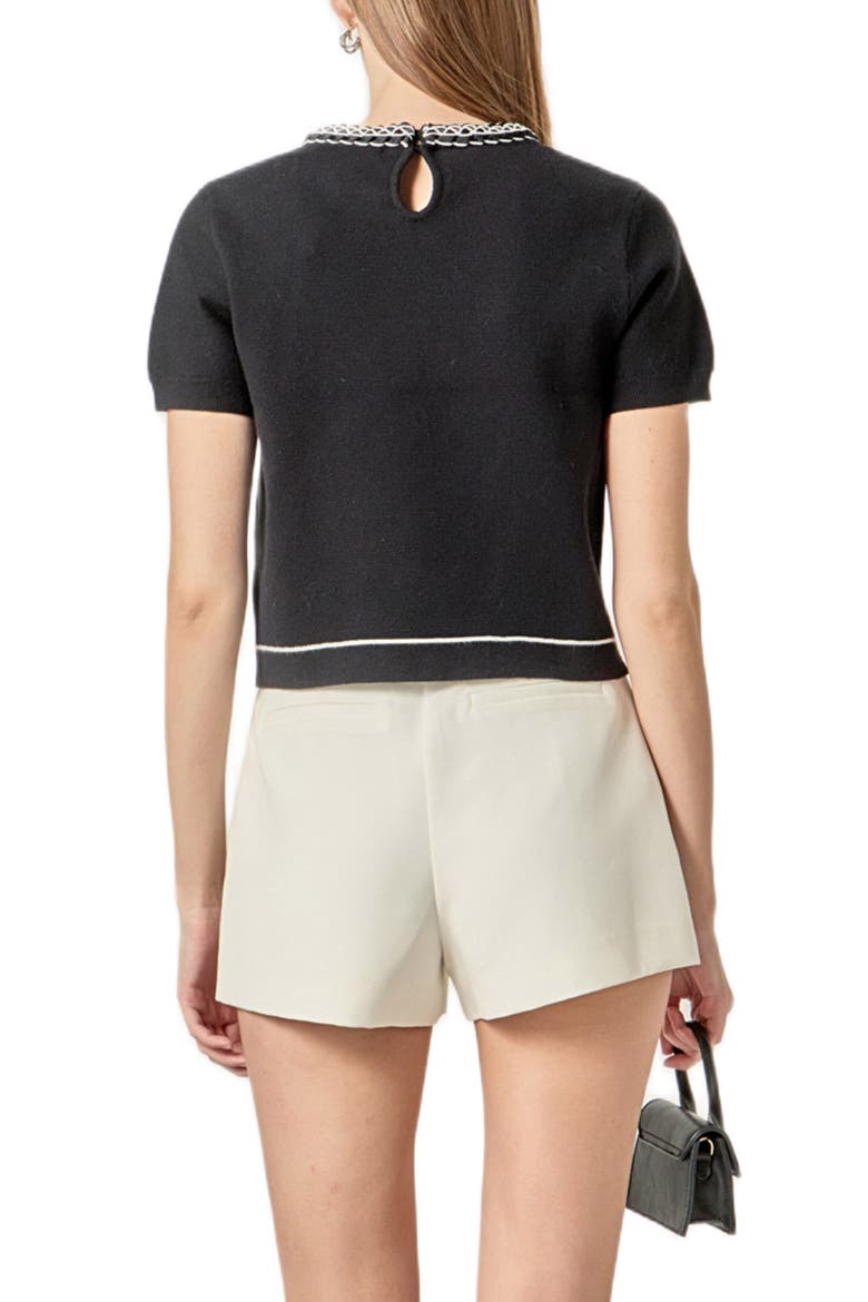 Braided Neckline Knit Top, Alternate, color, BLACK