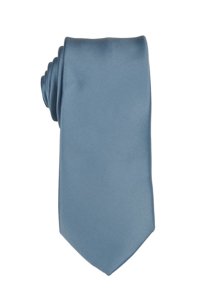 Men's Solid Satin Tie, Main, color, DUSTY BLUE