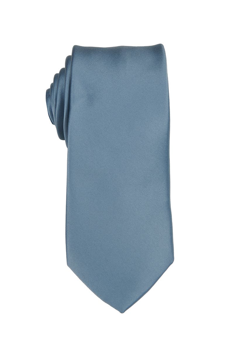 Brooklyn Brigade Men's Solid Satin Tie, Main, color, Dusty Blue