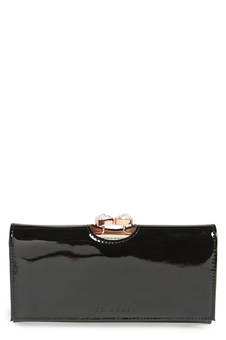 Leather Matinee Wallet, Main, color, BLACK PATENT