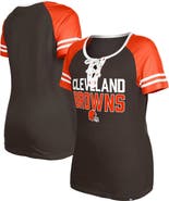 New Era Women's New Era  Brown Cleveland Browns Raglan Lace-Up T-Shirt