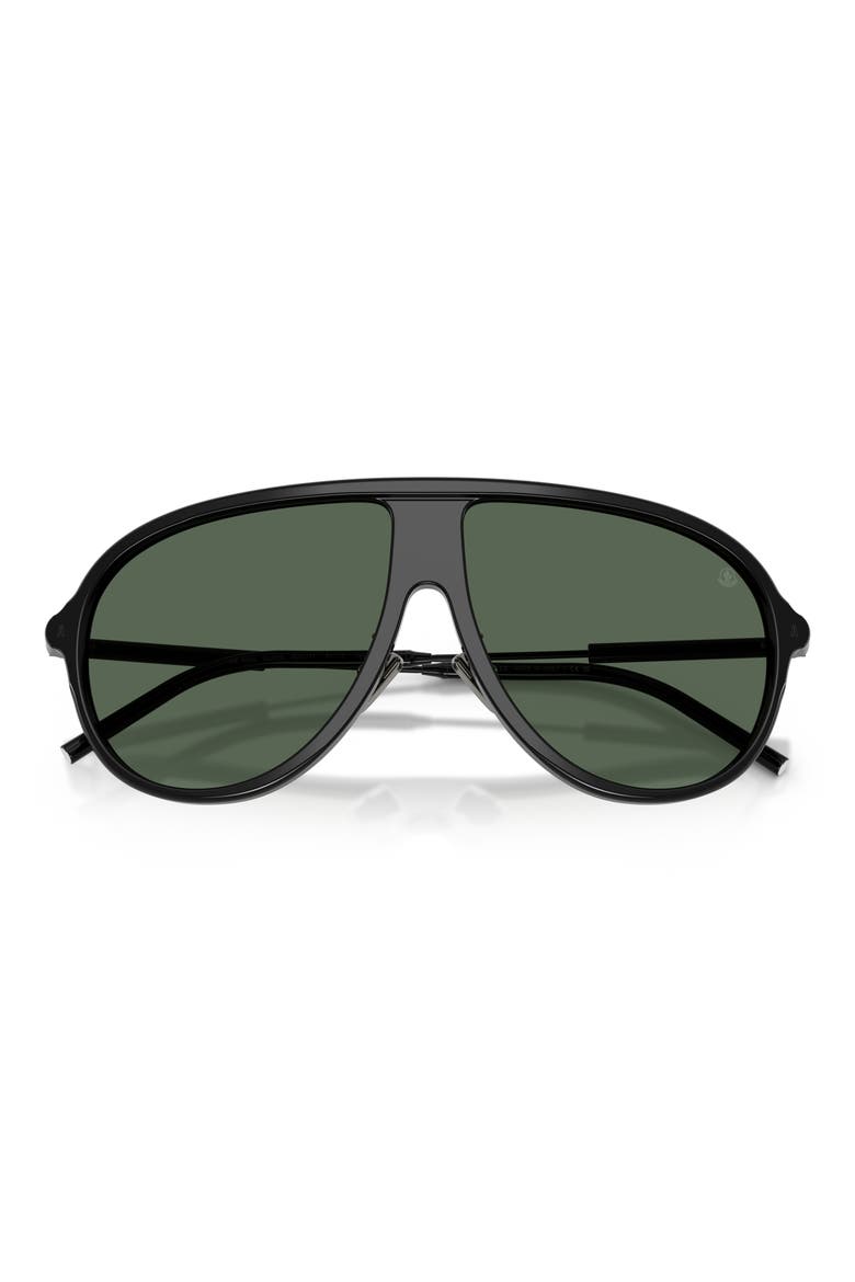 61mm Pilot Sunglasses, Alternate, color, SHINY BLACK / DARK GREEN