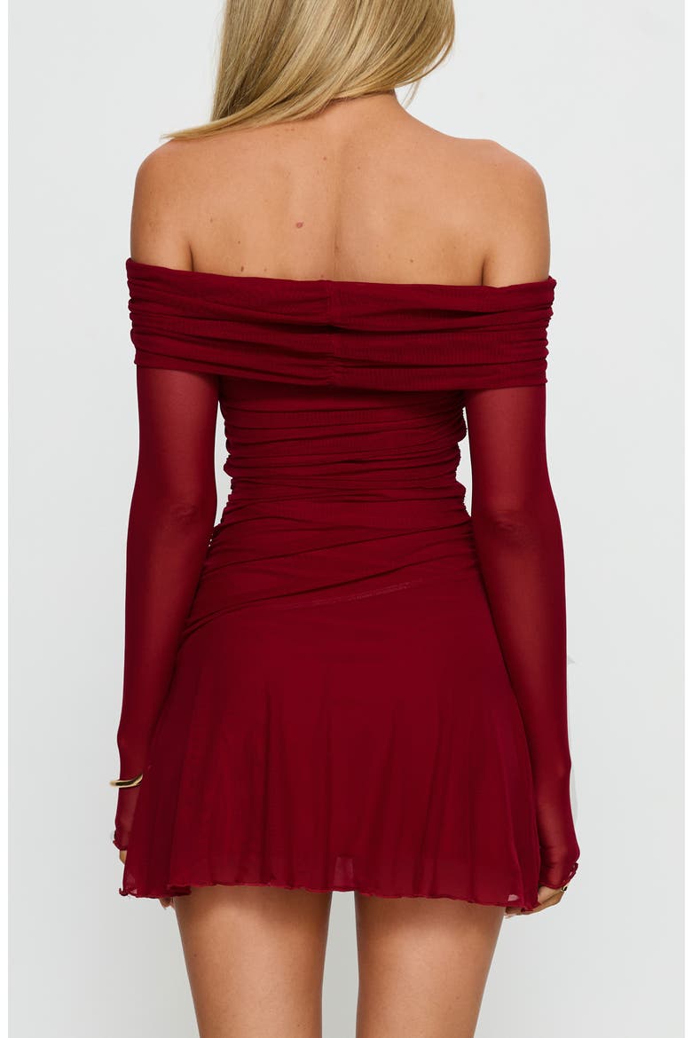 Koki Long Sleeve Off the Shoulder Minidress, Alternate, color, RED