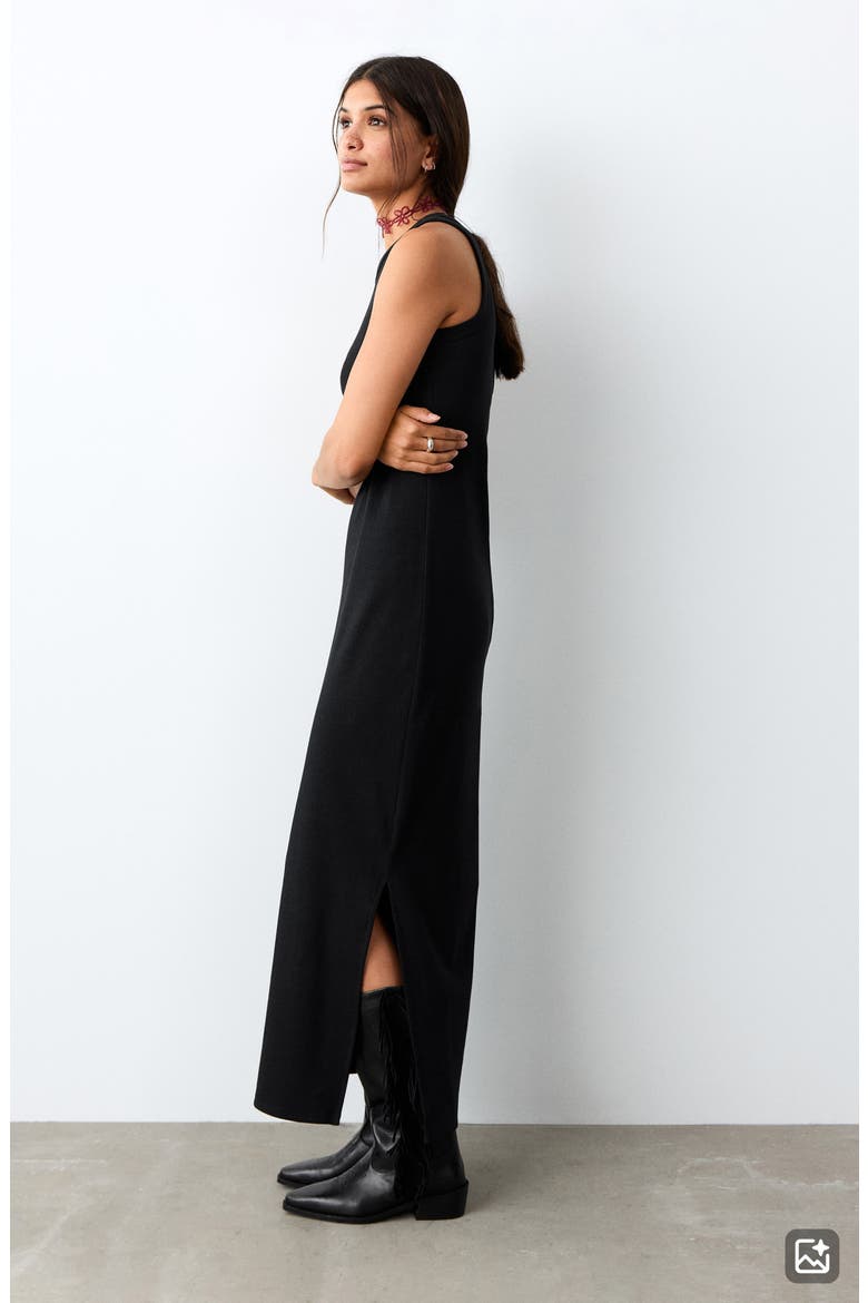 Rib Knit Tank Maxi Dress, Alternate, color, BLACK