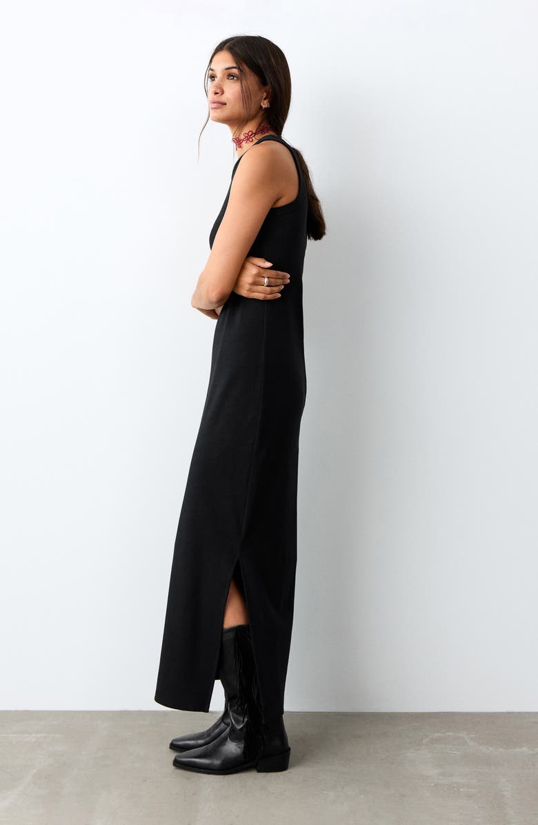 MANGO TEEN Rib Knit Tank Maxi Dress, Alternate, color, Black